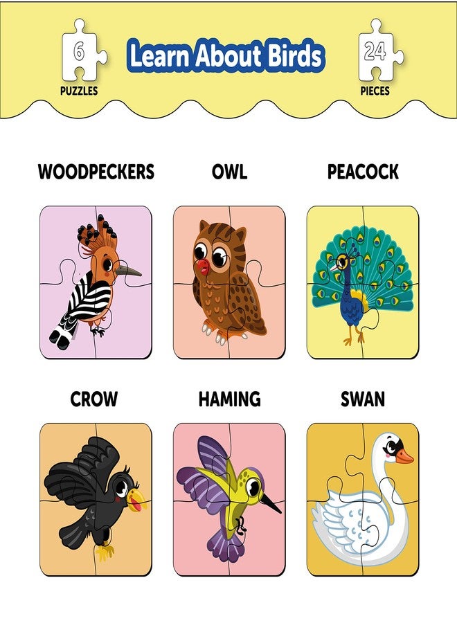 YaYplay Yay Play 4 Piece Wooden Puzzle for Kids - Set of 6 Jungle Birds Jigsaw Puzzle - Puzzles for Kids for Age 2 & Above - Safe & Durable Pre-School Toys for Kids - Educational Puzzle Game with Wooden Box - Image 5